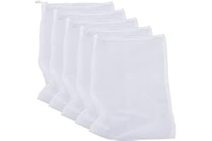 Therpin Reusable Nylon Fine Mesh Food Strainer Bag, All Purpose Food Grade Filter for Almond Milk, Coffee, Home Brewing, Hop, Juice (45cm x 30cm, 5 Pcs)