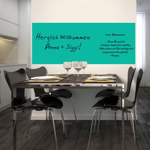 Magnetische Whiteboardfolie Whiteboard Weißwandtafeln Magnettafeln Schreibtafeln - selbstklebend inkl. Boardmarker 100x50 -türkis-