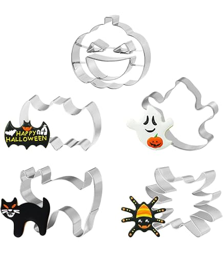Cortadores Galletas Halloween 6 Piezas | Moldes Acero Inoxidable | Formas Terroríficas Divertidas