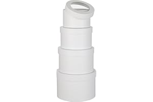 Oairse Round Gift Boxes with Clear Lids Set of 4 White Flower Boxes Assorted Sizes Cardboard Nesting Gift Box Florist Hat Box for Presents Flowers Arrangements Wedding Birthday Party Valentines