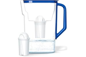 Wessper Dzbanek Filtrujący 2.7L licznik LED | Zamiennik dla filtra Aquaphor Standard, Brita Classic, Dafi Classic | Filtr do Wody Redukujący Kamień i Chlor | Dzbanek Filtrujący + 1x Wkład – Niebieski