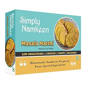 Simply Namkeen Masala Matthi Namkeen, 400gm, Made with 100% Rice Bran Oil, Healthy Diet Snacks for Adults and for Kids, Chai Time Indian Snacks, Low Fat Diet Snacks for Weight Loss, Low Cholesterol Homemade Snacks (400gm, Pack of 1)