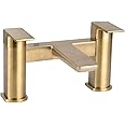 KEDWILL® Bath Filler Mixer Tap Faucet Bathroom Bathtub Sink Hot and Cold Solid Brass Modern Double Lever Handle Brushed Brass Gold