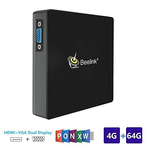 SeeKool M1 Mini PC Ordenador de sobremesa, Full 4K HD H.265 Soporte Windows 10 Mini ordenador, 4GB+64GB, Apollo Lake N3450 Procesador, Dual-Band WiFi, Gigabit Ethernet, USB 3.0, Salida HDMI/USB/SD/VGA (M1 4+64GB)