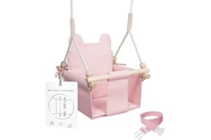 MAMOI® Balancoire Interieur pour Bebe et Enfants, Siege balançoire en Bois et en Coton pour bébé, Balansoire pour Enfant, Balancelle scandinave, Baby Swing