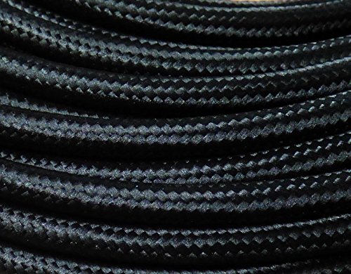 Preisvergleich Produktbild 5m Textilkabel Stoffkabel schwarz 3x0,75qmm