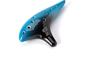 AWEF Ocean Notes Süßkartoffel-Okarina mit 12 Löchern, anmutige Form, Töpferei in Alt C, Blau und Schwarz