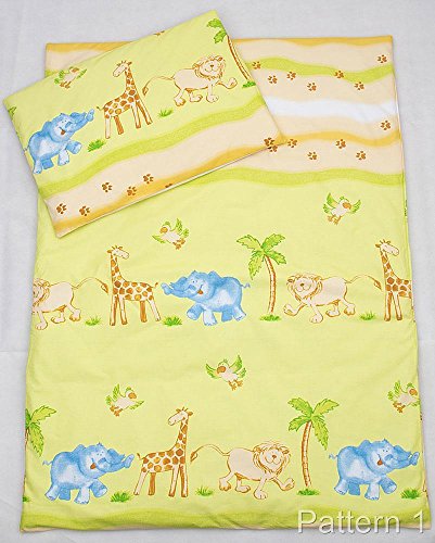 2 Pcs Junior Cot Bed Bedding Set - 150x120cm Duvet Cover & Pillowcase - Pattern 1