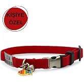 caramelos İsimli Kedi Tasması, isimlikli Kedi Tasması, Kedi K&uuml;nyesi, Sallanmayan İsimlik, Kedi İsimlik &Ccedil;elik Kırmızı-Tek Ebat