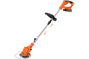 Cordless Strimmer with 4 Blades and 2 x 21V 2000mAh Battery, Garden Strimmer with Foldable Design and Adjustable Telescopic Shaft, Grass Trimmer for Lawn, Bushes and Yard - Orange
