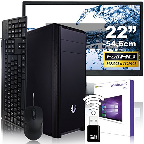 AGANDO Silent Allround & Business PC-Komplettpaket | AMD A8-7650K 4x 3.3GHz | Turbo 3.8GHz | AMD Radeon R7 2GB | 16GB RAM | 1000GB HDD | DVD-RW | USB3.0 | 55cm (22") TFT | Tastatur | Maus | WLAN | Win 10 Pro | 36 Monate Garantie | Computer für Multimedia, Gaming, Büro/Office