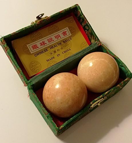 Reddish Beige Marble Stone Chinese Healthy Exercise Massage Baoding Balls by THY COLLECTIBLES