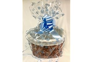 Chattels Make Your Own Maternity Hamper Kit, Oval Willow Basket Baby Blue Boy which includes Bow & Cellophane Small, Medium Or Large, Gift, Leaving Present, Baby Showers (Large Baby Blue)