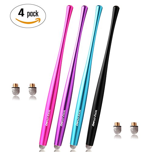 Dimples Excel Bolígrafo Digital Lápiz digital Stylus Pen Cintura Delgada para ipad air pro, iphone, kindle fire,Teléfono Tableta Tablet dispositivos de pantalla táctil (4pcs - negro / rojo / turquesa / púrpura)