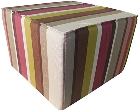 Jiti Hand Made Hosta Woven Pouf, 22 by 22 by 15-Inch, Stripe Alabaster