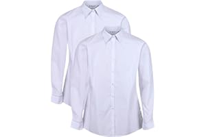 Trutex Basics 2 Pack Long Sleeve White School Blouses for Girls (3-16+ Years). Regular Fit Girls School Blouses, White Shirts for Girls, Easy Iron Girls School Blouses - Genuine School Uniform
