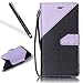 Galaxy J5 2017 Wallet Case,Galaxy J5 2017 PU Flip Case,Leeook Elegant Retro Beautiful Black Light Purple Contrast Color Painting Design Ultra Slim Wallet Leather Flip Full Case Cover with Hand Strap Card Holder Magnetic Slots Stand Function BookStyle Protective Pouch Pocket Phone Bag Bumper for Samsung Galaxy J5 2017 + 1 x Black Stylus