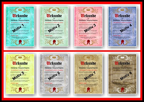 Urkunde zum Abschied Kindergarten Kita persönliches Geschenk Urkunde für Erzieherin mit 8 Motiven zur Auswahl - 9