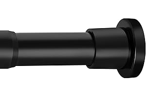 VIOREMOS Bastone per Tenda da Doccia Regolabile Nero 73-194cm, Bastone per Tenda Senza Forare per Tenda Doccia, Tenda Porta, Armadio, Bagno