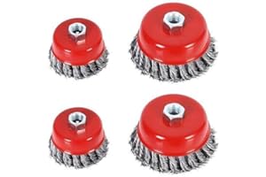 AICOIMY Stahl Drahtbürsten für Winkelschleifer mit M14 Gewinde, 75mm Topfbürste & 100mm Kegelbürste Hochleistungs Drahtrad zum Entrosten, Reinigen & Polieren(4 Pack)