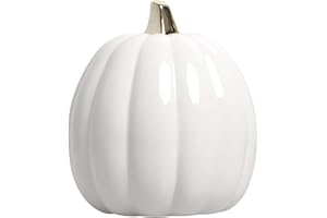 Pearhead Ceramic Pumpkin, White and Gold, S