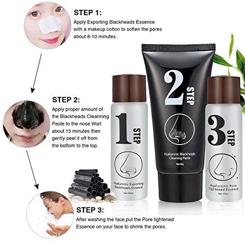 Gesichtsmask, LuckyFine 3 Steps Kits Blackhead Akne Mitesser entfernen Aktivkohle Maske Gesichtsmask - 4