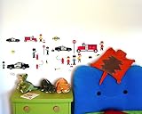 34-teiliges Feuerwehr Polizei Wandtattoo Set Kinderzimmer Babyzimmer in 3 Größen (4x16x26cm mehrfarbig) - 2