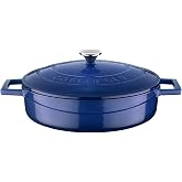 Lava Metal D&ouml;k&uuml;m &Ccedil;ok Ama&ccedil;lı Yayvan Tencere, Trendy, 24 cm, 2.47 L, Mavi