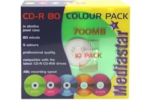 MEDIASTAR 10 Taiyo Yuden Multi Coloured Blank CD-R 700MB 80 mins 48x ( 52x Compatible ) in Jewel Case Japan