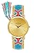 Produktbild Beach Style Damenuhr Armband Farben Türkies Pink Rot Blau Braun Grün Schwarz Grau Gold Armbanduhr Uhr Damen Hippie Festival Accessoire Boho Freundschaftsarmband Geflochten Stoffarmband Sommer Strand (Blau)