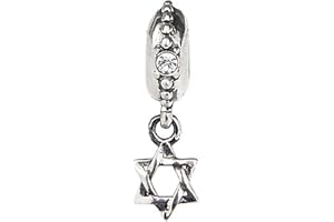 YIRONG JEWELRY Abalorio de estrella de deseo de plata de ley 925 con hexagrama, amuleto de la suerte de David religión para pulsera Pandora