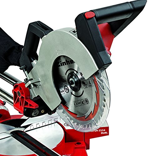 Einhell Zug Kapp Gehrungssäge TE-SM 2534 Dual (1800 W, Sägeblatt Ø 250 mm, Schnittbreite 310 mm, Softstart, schwenkbarer Sägekopf, Laser, LED-Licht) - 8
