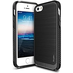 iPhone SE / 5S / 5 Case, Ringke [ONYX] Vital Lift Technology [Black] Ultimate Ergonomic Design, Rugged Flexible Durability, Versatile Port-Caps, Advanced Slim Snug Fit Soft Rubber TPU Defensive Cover (ONYX-BLACK)