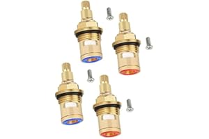 Changyeah 4 Stück Wasserhahn Ventiloberteil, Ventil Keramik Oberteil, Ersatz für Scheibenkartusche, Keramikkartusche für Bad oder Küche, Küchenarmatur (rot, blau)