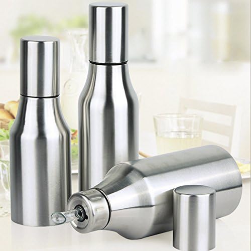 Chomo Oil & Vinegar Dispenser Stainless Steel Olive Oil/Vinegar/Sauce Cruet,Essential Oil Bottle Edible Oil Container Pot,Leak-proof with Pouring Spout (1000ML)