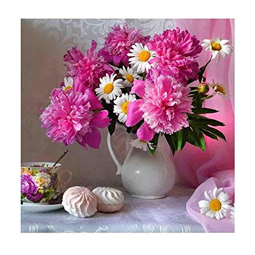 Preisvergleich Produktbild Sammoson DIY 5d Diamant Stickerei Painting Voll, Handgemachtes Klebebild Runder Diamant Malerei Stickpackungen mit Digitale Set eingefugt Kreuzstich 30X30CM,Vase,fur Home Dekoration