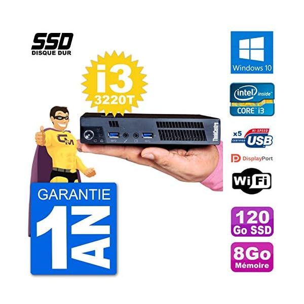 Lenovo Ultra Mini PC M92p USFF Tiny Intel I3-3220T 8 GB 120 GB SSD WiFi Windows 10 (reacondicionado)