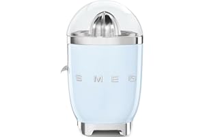‎SMEG Smeg, Elektrische Zitruspresse CJF11PBEU, tropfsicherer Auslauf und Universalkegel, rutschfeste Stellfüße, Filtersieb und Presskegel aus Edelstahl, 70 W, Blau