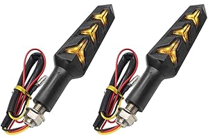 OPL5 2PCS Motorcycle Indicators Flowing LED Turn Signal Lights, 12 LED Bulbs Motorbike Turn Signal Lamp, Universal 12V LED Turn Signal Light for Motorcycle Scooter Quad Cruiser Off Road-Y Shape, Amber