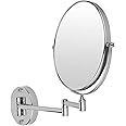 ASTTONUS® Wall-Mounted Adjustable Magnifying Mirror for Makeup & Shaving 360° Swivel, Dual-Sided Bathroom zoomable 5X Magnification Foldable for Daily Grooming Extendable Arm Unisex (Silver,8 Inch)