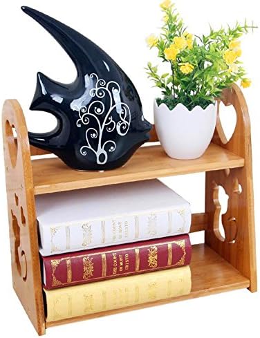 QXWL Simple desktop shelves 2 Tiers Bamboo Book shelf Storage Rack Office Desktop Organizer Desktop bookcase Children 's Bookcases Modern simple Students Shelves