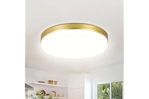ASHUAQI Gold LED Ceiling Light, 36W 4000K Natural White Bathroom Lights, 3240LM Round Bright Ceiling Lights for Kitchen, Bedroom, Hallway, Utility Room, Laundry, Toilet, Porch, Ø23 CM