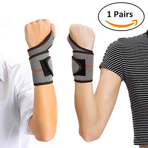 Muñequera de apoyo versión actualizada, muñequera de muñeca para proteger la muñeca, ideal para alabanzas, lesiones o deportes de apoyo de mano, (un par), talla única, para izquierda y derecha  Unisex