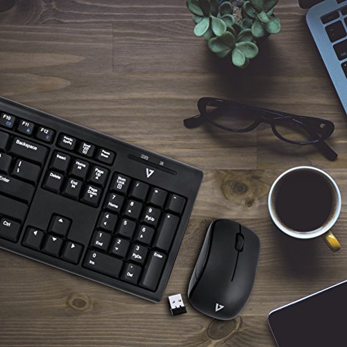 V7 CKW100UK Wireless Combo Tastatur und Maus (Englisch, UK, English, Media-Hot-Keys, USB Nano Receiver) schwarz - 6
