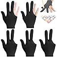 Proberos® 5Pcs Snooker Gloves for Men/Women, Breathable Spandex Billiard Pool Gloves, 3 Fingers Billiard Gloves for Left Hand / Right Hand, Lightweight & Stretchable, Universal Size, Black