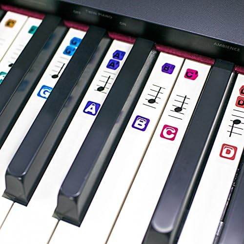 TimberRain Piano Stickers for Keys, Removable, Double Layer Coating Color Keyboard Stickers for 49 / 61 / 76 / 88 Keyboards
