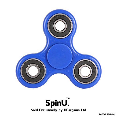 SpinU Fidget Tri Spinner coloured Ceramic bearing High Speed Spinner Fidget toy the best fidget spinner for stress relief and focus, Perfect for anxiety / ADHD / ADD. And Autism Toy children adult gadget (Blue)