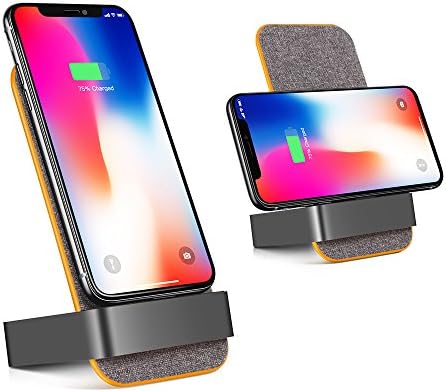 Fast Qi Wireless Charging Stand, Lamyik 2-Coils Wireless Charger Stand Pad For iPhone X/ iPhone 8 Plus/ iPhone 8, Galaxy S9/S9 Plus, S8, Note 8, S7 edge, All Qi-enabled Smartphones (Grey)
