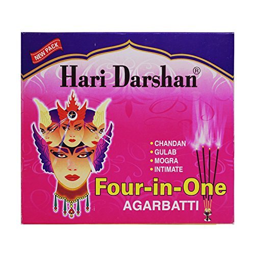 Hari Darshan Four in one Agarbatti 4 Fragrance Mogra Chandan Intimate Gulab (Pack of 12, 60 Sticks in Each)