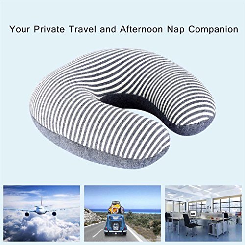 LANGRIA Nackenkissen 2-in-1 Transformable Microbeads Flugzeug Reisekissen Grau und Weiß - 5